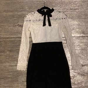 Lace black and cream dress .Size 4